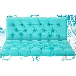 Barydat 2 Pcs 59 x 19.6 Inch Waterproof Bench Cushions for Outdoor Furniture Thicken Patio Swing Cushions 2/3 Seater Couch Cushion Backrest Replacement with Ties for Garden Porch Lounger, Turquoise