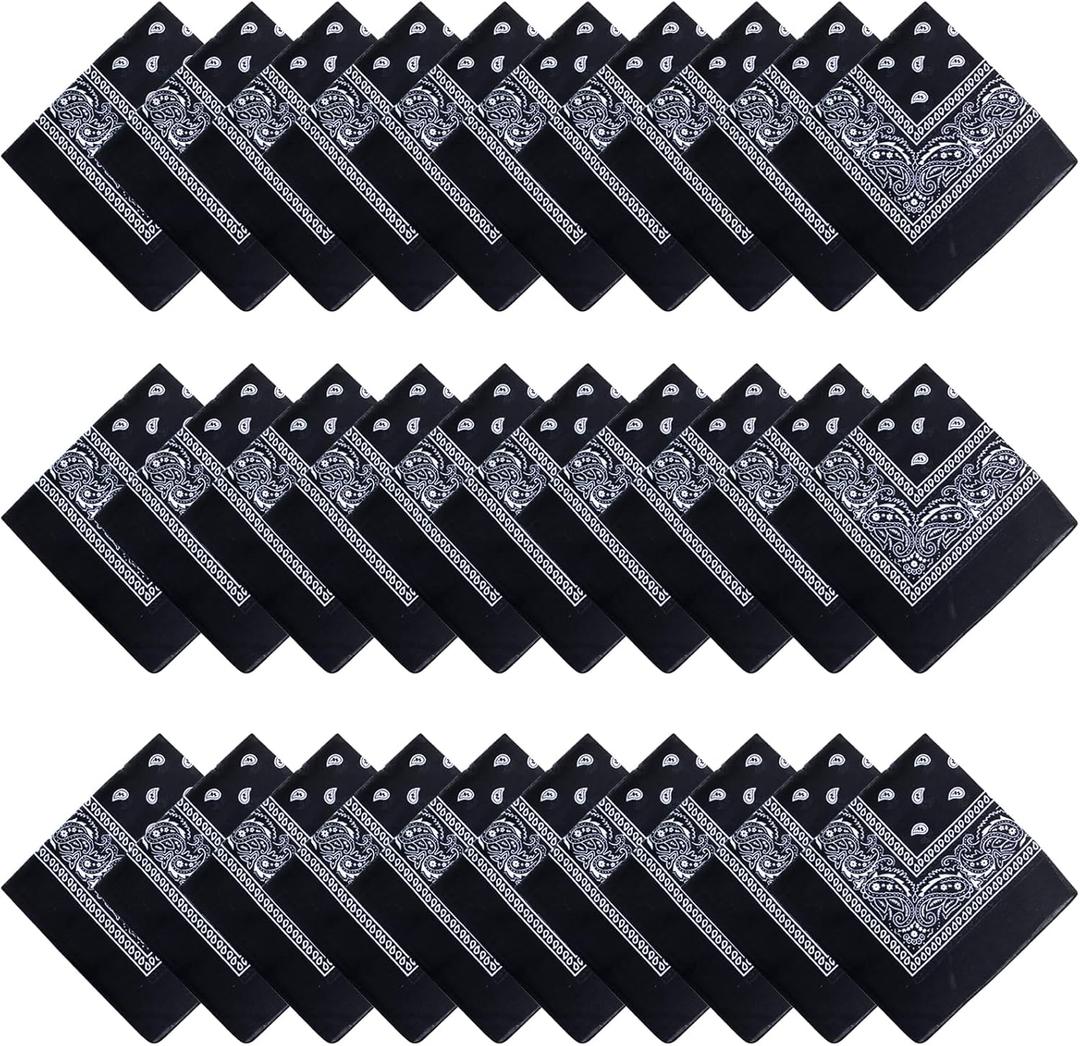 Tergy 16-30 Pieces Unisex Paisley Bandanas Bulk Multi-Purpose Headband Cowboy Head Wrap Scarf for Women Men Boys Girls