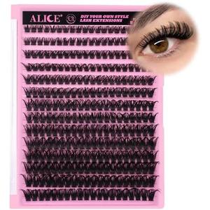 280Pcs Wispy Individual Lashes DIY Eyelash Extensions 8-16MM D-Curly Lash Extensions Lash Clusters 80D Cluster Eyelashes DIY at Home by ALICE