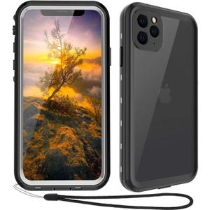 Waterproof Phone Case Compatible with iPhone 11 Pro Max, IP68 Waterproof Shockproof Dust-Proof Phone Case with Built in Screen Protector, Full Body Protective Case (Black, iPhone 11 Pro Max)