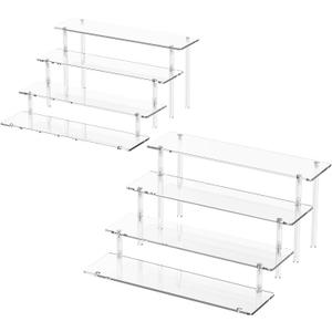 4 Tier Acrylic Display Risers, Clear Perfume Organizer Stand, Large Cupcake Stand Holder, Dessert Display for Party, Display Shelf for Figure and Collection, Riser Stand for Decoration and Organizer