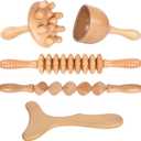 Komogir Wood Therapy Massage Tools 5-in-1 Lymphatic Drainage Massager Maderoterapia Kit Wooden Massager Body Sculpting Tools for Muscle Pain Relief, Anti-Cellulite, Body Contouring and Shaping
