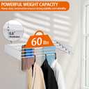 Laundry Drying Rack Wall Mounted Clothes Drying Rack Collapsible with 5 Aluminum Rods and Drilling Template Long Screwdriver Bit 60 lbs Capacity (White, 31.5")