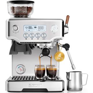 COUPLUX Smallest 58MM Espresso Machine with Grinder, 5 Temp 205℉ Max