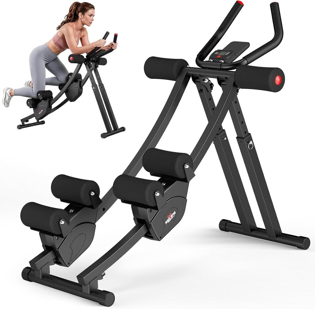RELIFE REBUILD YOUR LIFE Dual Track Ab Machine, Exercise Equipment | Foldable Abdominal Workout Trainer, Independent Ab Workout Equipment for Home Gym, Core Strength Training Gear 440 LBS