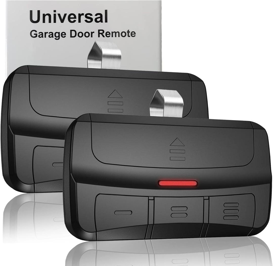 Universal Garage Door Opener Remote Compatible with LiftMaster Chamberlain Genie Craftsman Linear Wayne Dalton Overhead Garage Door Opener has Learn Button or Dip Switch (2 Pack)