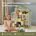 Tiny Land Wooden Doll House, Modern Family Dollhouse with Realistic Design, 7 Rooms Dollhouse with 49 PCS Accessories, Montessori Pretend Play Toddler Toy, Ideal Gift for Kids Ages 3+, Green