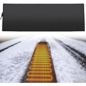 14" x10ft Outdoor Snow Melting Mat,Heavy-Duty PVC Heated Walkway Pad with Anti-Slip Texture,110V 385W for Driveways, Stairs, Roof, Gutter, Patio & Grass  Waterproof (14 Inches x 10 Feet)