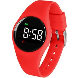 Waterproof Vibrating Alarm Watch Rechargeable 15 Alarm Reminder Watch Potty Training Watch with Lock Screen (Red)