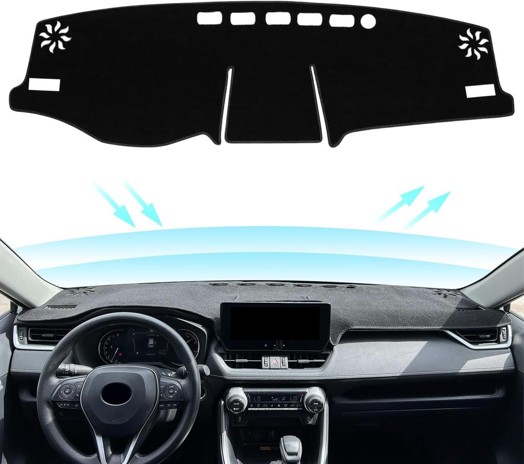 for Toyota Rav4 Accessories 2025 2024 2023 2022 2021 2020 2019 Dashboard Cover Dash Cover Mat Custom Fit Center Console Cover Sunshield Protector RAV 4 Pad（Black Trim）