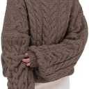 PRETTYGARDEN Womens Sweaters Spring 2026 Cable Knit Long Sleeve Crewneck Oversized Sweater Chunky Pullover Loose Outfits, XL