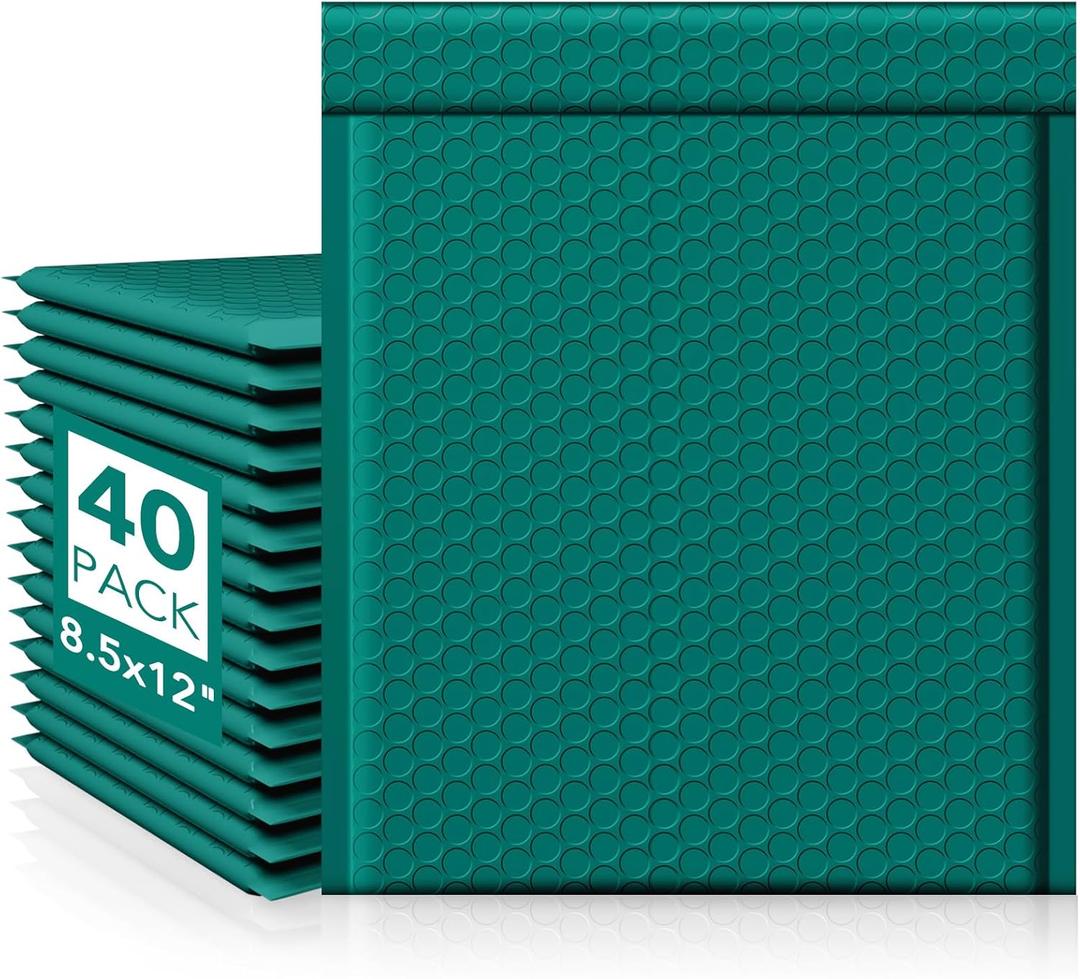 Fuxury Thick Bubble Mailers 8.5x12 40 Pack Large Bubble Envelopes Opaque Cushioning Mailer for Small Business Mailing Books Clothes Makeup Supplies Forest Green #2