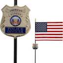 Police Veteran Grave Marker with American Flag - 30" Tall Cemetery Graveside Memorial with Officially Licensed Seal - by Allied Flag