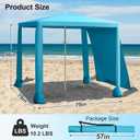 Beach Cabana, 6.6'×6.6' Portable Beach Canopy with Side Wall, Easy Up UPF 50+ Beach Tent Sun Shelter with Sand Pockets, Waterproof Cabana Umbrella Tent for Family, Backyards, Camping, Blue