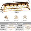 38” Farmhouse Large Flush Mount Ceiling Light Fixture with Walnut Finish