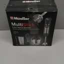 Mueller Multistick 5-in-1 Immersion Blender Handheld, 12 Speed Hand Mixer - Turbo Boost, Heaviest Duty Copper Motor, Titanium Blades Hand Blender, Milk Frother Wand, Whisk, Beaker, Chopper, Grey (Gray)