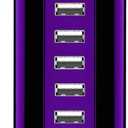 Universal USB Charger 6-Port Desktop USB Charging Station Hub with Smart Identification Technology Compatible with iPhone iPad Cell Phone Tablets(Purple)