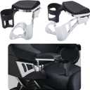 Rear Adjustable Passenger Armrests with Cup Holder Fit for 2014-2023 Harley Touring Electra Glides Road Glide Ultra and Tri Glide