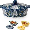 Ceramic Casserole Dish With Lid, Casserole Dishes for Oven, Baking Dish Lasagna Pans For Cooking, Oval Baking Pan, Dutch Oven, Perfect for Bread Baking and Serving, Housewarming, Thanksgiving - Blue