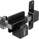 GateMate Long Throw Gate Lock 1490096, Euro Profile Keyed Both Sides Gate Lock for Sheds, Gates & Garage Doors, 316 Stainless Steel, for Wooden Gates & Doors Up to 2 ¾” Thick (70mm), Black, 5 Keys