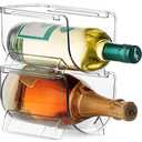 Modular Plastic Free-Standing Water Bottle and Wine Rack Storage Organizer for Kitchen Countertops, Pantry, Refrigerator,Ideal Storage for Wine, Soda, Pop and Beer - Stackable, 2 Pack - Clear