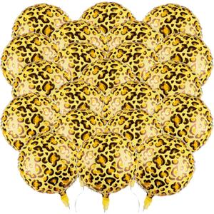 20 Pcs 18 inch Leopard Print Aluminum Foil Balloons Animal Print Balloons Jungle Balloon Wildlife Print Balloon for Zoo Themed Jungle Safari Themed Birthday Decorations (Leopard Print)