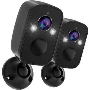 2Pack Wireless Security Camera Outdoor, 2K Color Night Vision with 130 Viewing Angle AI Motion Detection 2-Way Talk Battery Powered Indoor Camera for Home Security, Cloud/SD Storage, Waterproof