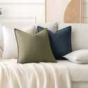 MIULEE Decorative Linen Euro Sham Pillow Covers 24x24 Cream White Boho Farmhouse Neutral Couch Throw Pillows for Bed Pack of 2 Accent Modern Pillowcase Sofa Livingroom Home Decor