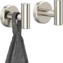 Brushed Nickel Towel Hook, Coat Robe Clothes Hook for Kitchen Garage Wall Mounted 2 Pack, 304 Stainless Steel, Heavy Duty Door Hanger, Cabinet Closet Wall Hook for Hotel Pool(Brushed Nickel)