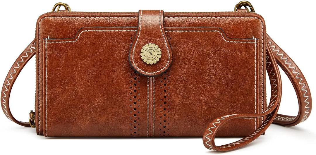 S-ZONE Vegan Leather Crossbody Bags for Women Small Cell Phone Purse RFID Blocking Clutch Purses with 2 Straps (Dark Brown) S-ZONE Vegan Leather Crossbody Bags for Women Small Cell Phone Purse RFID Blocking Clutch Purses with 2 Straps (Dark Brown)