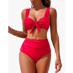 ZAFUL High Waisted Bikini Sets for Women Swim Suits 2025 Tummy Control Ruched Bikini Two Piece Bathing Suit Swimwear, Large
