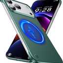 Magnetic Ultra Thin Frosted Designed for iPhone 17 Pro Max Frameless Case 6.9 inch [Compatible with MagSafe] Slim Minimalist Lightweight Matte Hard Cover Protective Borderless Case-Dark Green