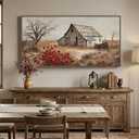 Large Framed Farmhouse Vintage Landscape Wall Art for Living Room, 60x30 In