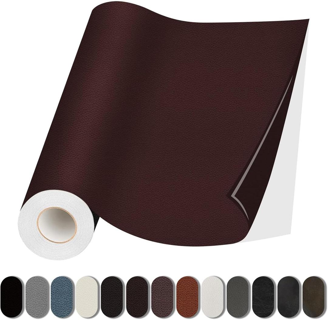 Lifeshoon Leather Repair Patch, 17X395 Inch Self Adhesive Leather Repair, Large Vinyl Patch Tape for Couches, Furniture, Car Seats, Cabinets, Wall, Handbags Dark Brown, 17X395 Inch
