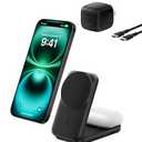 Belkin MagSafe Charger Compatible, 2-in-1 Charging Station, Qi2.2 25W Magnetic Wireless Charger Dock, Foldable Stand, with 5W USB-C Port, for iPhone 17/16/15, Pixel 10, AirPods (45W Adapter Included)