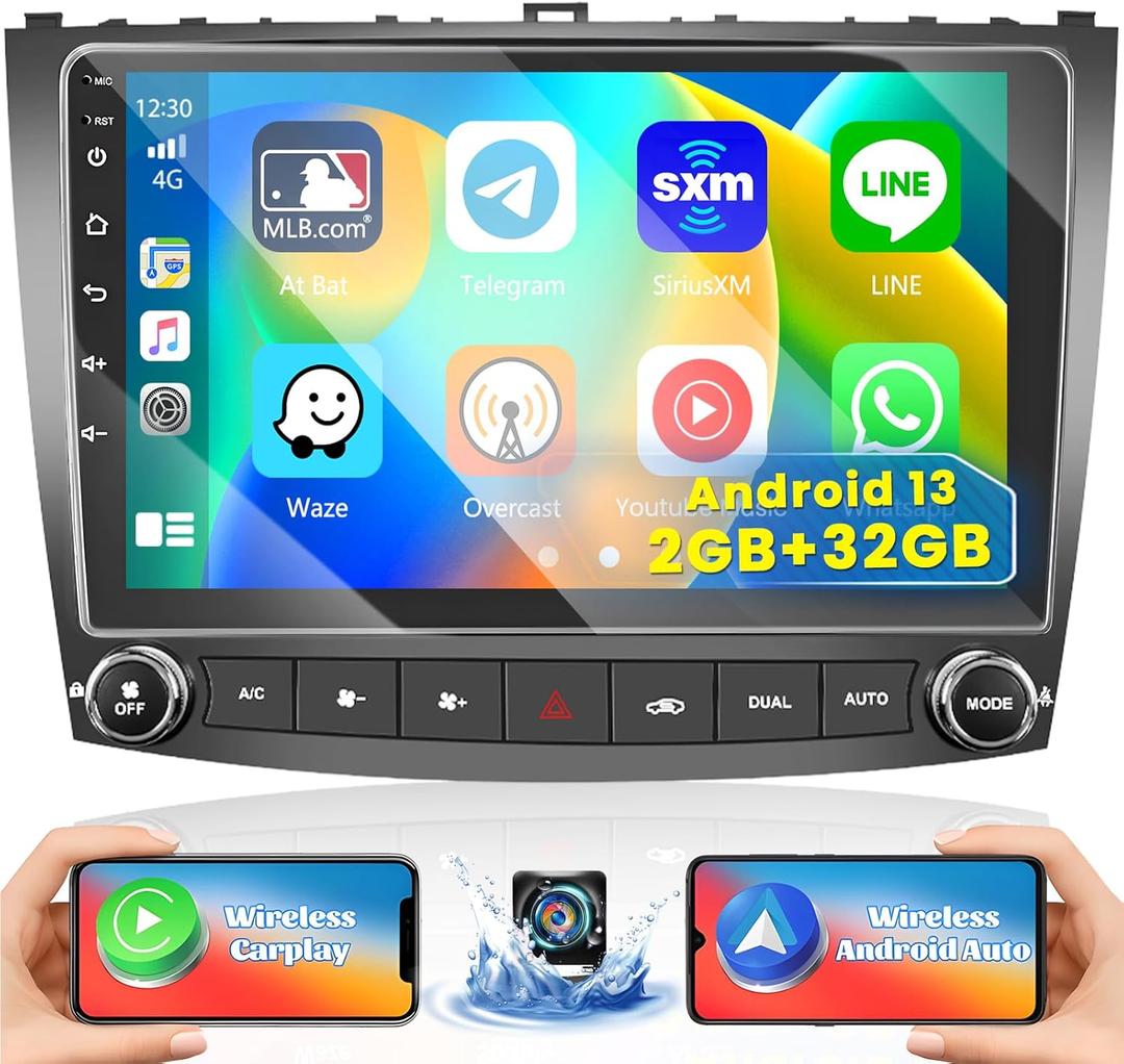 for Lexus IS250 IS300 IS200 IS220 IS350 2005-2012 Android 13 Radio with Wireless Carplay Android Auto, 10.1'' Touch Screen Car Stereo GPS/WiFi/EQ DSP FM RDS/Bluetooth/SWC/Backup Camera