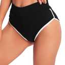 SweatyRocks Women's Sporty Elastic Waist Contrast Binding Booty Workout Biker Shorts Black, Small