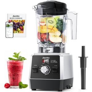 Aeitto Blenders for Kitchen 1800W Professional Countertop Blender, 68Oz Large Capacity Smoothie Blender with 3 Programs & 7 Speeds for Smoothies, Ice Crush, Frozen Drinks, Black