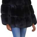 Lisa Colly Women's Winter Parka Coat Overcoat Long Sleeve Faux Fur Coat Jacket (Black, XL)
