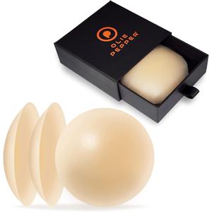 2-Pairs, Nipple covers sticky, Reusable nipple covers for women, Nipple Pasties Pack, Silicone nipplecovers (Beige)