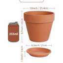 INGOFIN Terracotta Pot Set of 2 with Saucer - 10 Inch Ceramic Clay Pot for Plants with Drainage Hole, Large Terra Cotta Flower Planter with Tray for Indoor Outdoor Plants