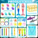 Rileryan 36 PCS Diving Pool Set Diving Rings and Sticks Pirate Treasure Chest Gems Mermaid Underwater Dive Swimming Pool with Storage Bag Summer Swim Water Sinking, Small to Medium