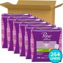 Poise Daily Liners, Incontinence Panty Liners for Bladder Leaks, 2 Drop Very Light Absorbency, Long Length, 264 Count of Pantiliners (6 Packs of 44), Packaging May Vary
