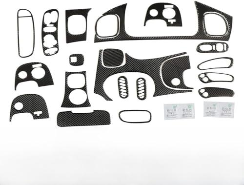 NLQR 18PCS Real Carbon Fiber Kits Full Interior Trim Cover, Compatible with Chevrolet Corvette C5 1998-2004 Center Console Dashboard Control Panel Cover Air Conditioning Vent Cup Holder Gear Trim