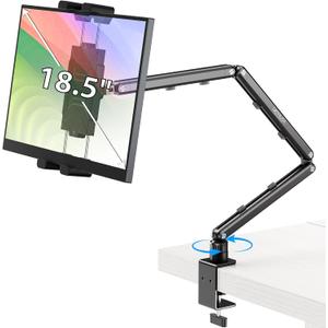 Urmust Portable Monitor Stand 15.6", iPad Stand for Desk, Portable Monitor Holder up to 18.5" Holds, Adjustable Desktop Tablet Arm Mount, Apple iPad Holder for Desk, for 4.7"-12.9" i Pad Pro/Air/Mini