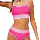 Girls Bathing Suit Color-Block Adjustable Straps Bikini Sets Girls Two Piece Swimsuits with Chest Pad Swimwear, size 13-14 Y