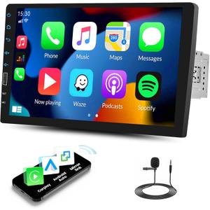 SIXWIN 9 Inch Touchscreen Single Din Car Stereo with Wireless Carplay Android Auto Mirror Link Bluetooth FM EQ UI Car MP5 Player with Steering Wheel Control 7 Color Light MIC