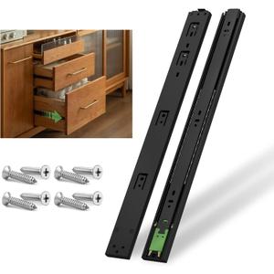 NECILO 16 Inch Push to Open Drawer Slides, 100lb Capacity Full Extension Ball Bearing Side Mount Cabinet Runners, Replacement Slides for Kitchen, Dressers, Home & Office, 1 Pair