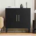 Modern Storage Cabinet, Free Standing Buffet Cabinet, Black Sideboard and Buffet Storage, Wood Accent Furniture for Living Room, Hallway, Entryway, Dining Room, Bedroom (1, Black)