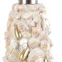 Seashell Resin Soap Dispenser - 14oz Creative Beach Handmade Shell Shaped Refillable Lotion Bottle for Bathroom, Vanity or Kitchen Counter Decor